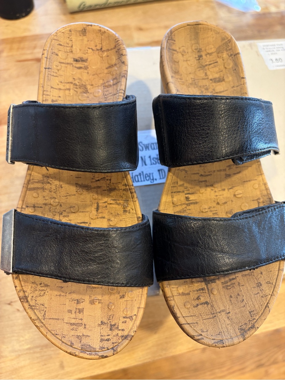 Vionic Black Double-Strap Cork Footbed Slides 6